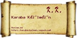 Karaba Kálmán névjegykártya
